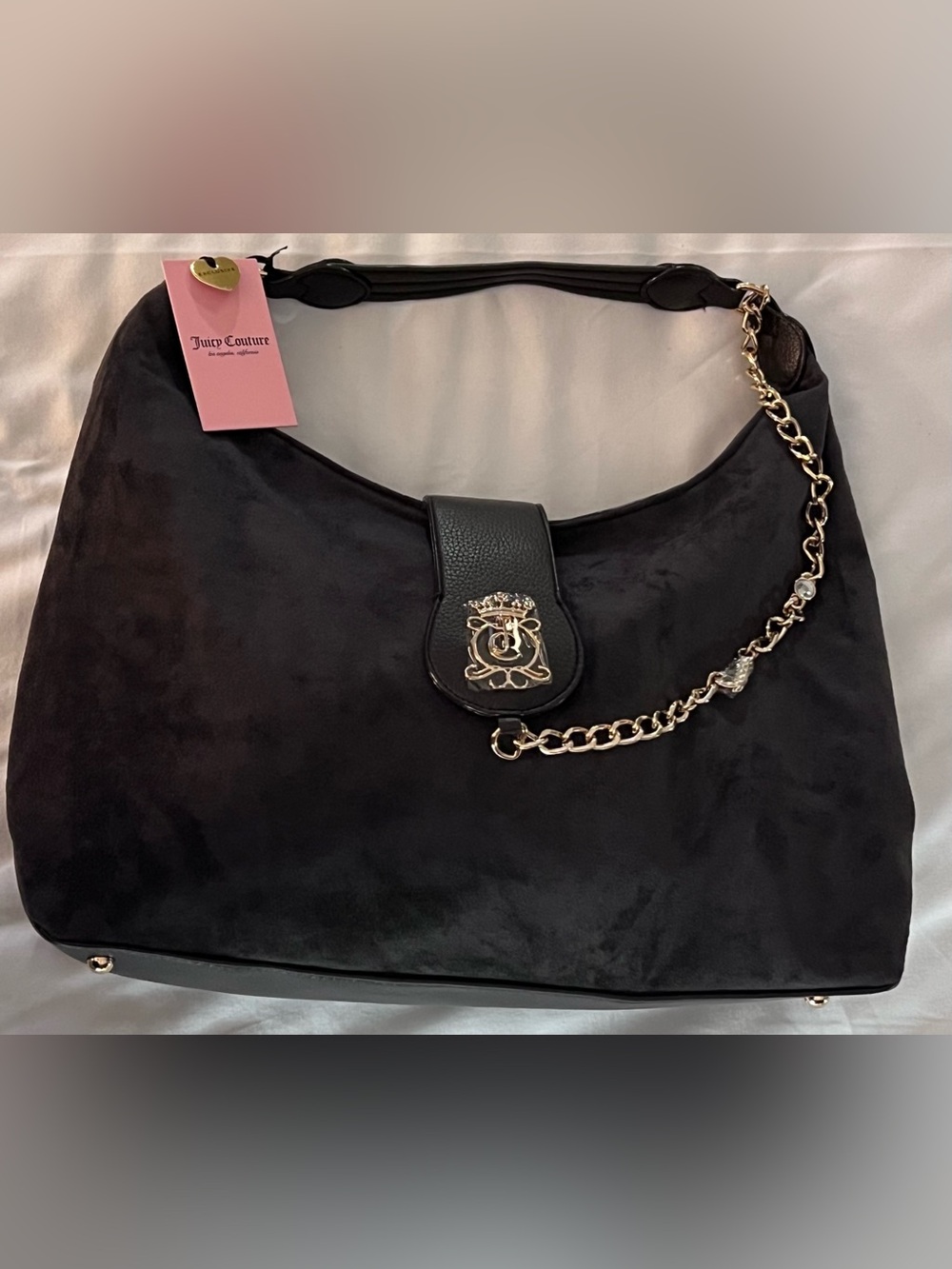 NWT Juicy Couture Royal Crest Hobo Bag Chocolate Gold Chain